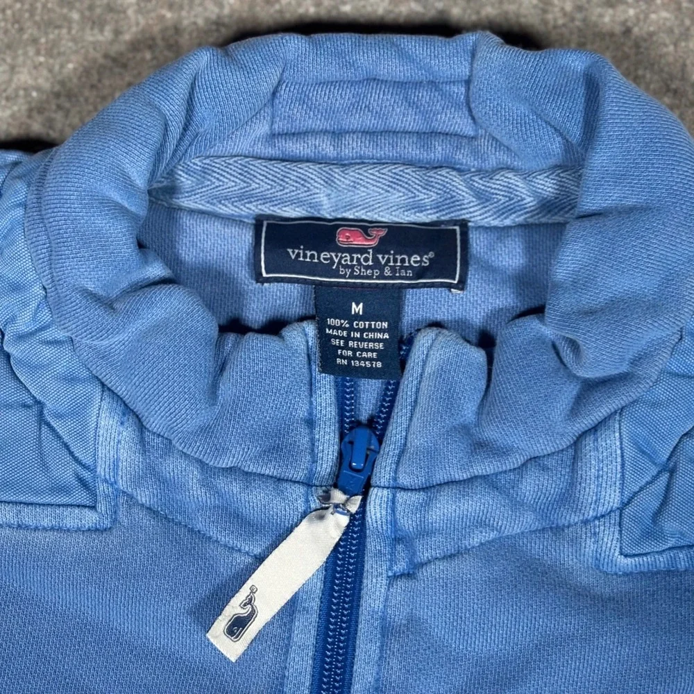 Vineyard Vines Quarter Zip Pullover Mens M Blue Shep Shirt Logo Cotton Sweater